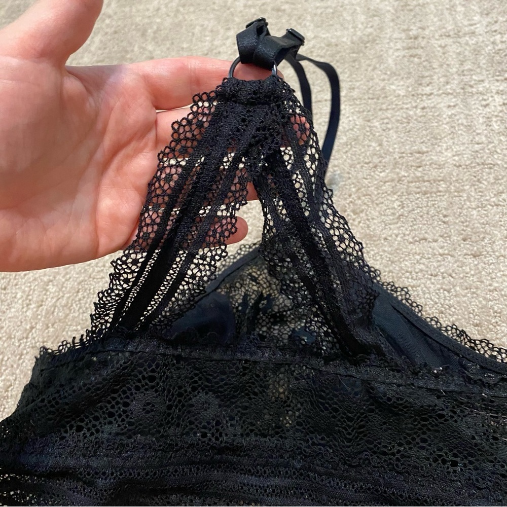 {Victoria's Secret} High Neck Halter Style Lace Bralette | Black ~ Medium - Picture 8 of 16
